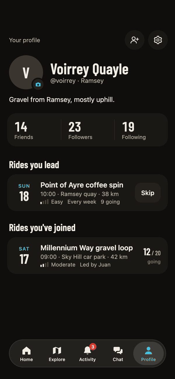 Profile screen
