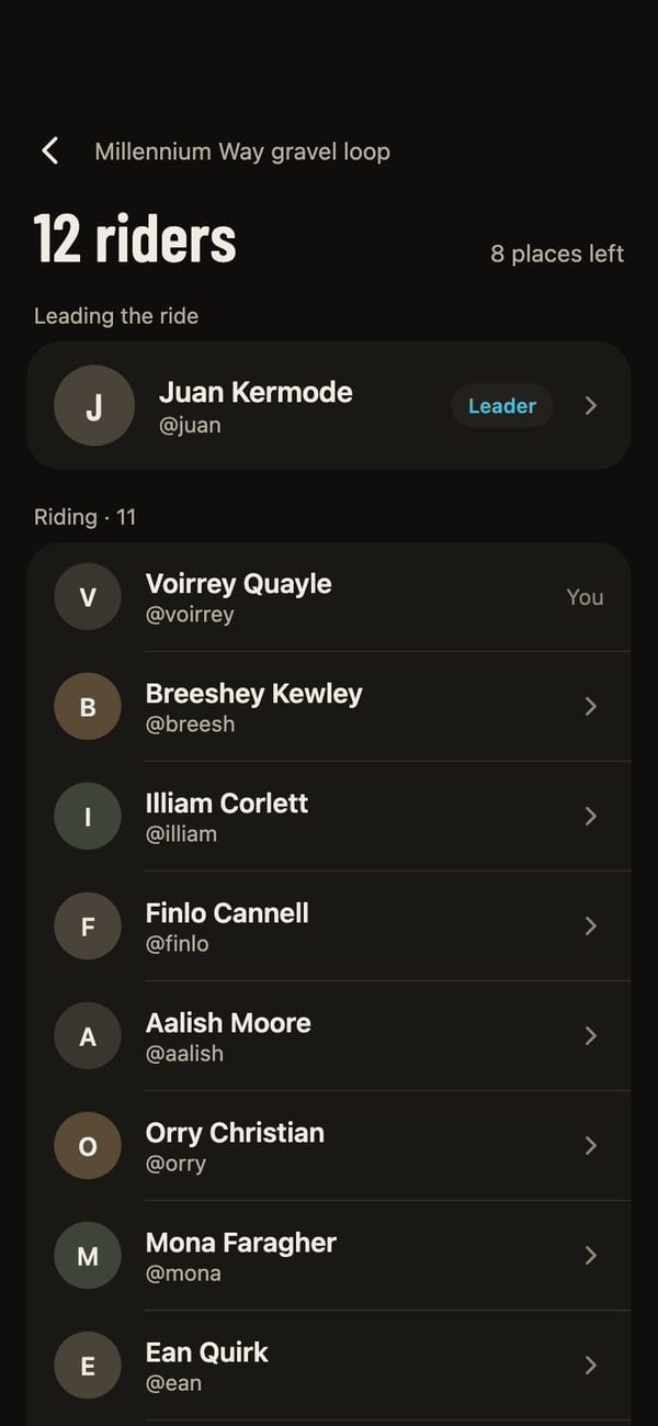 Riders screen